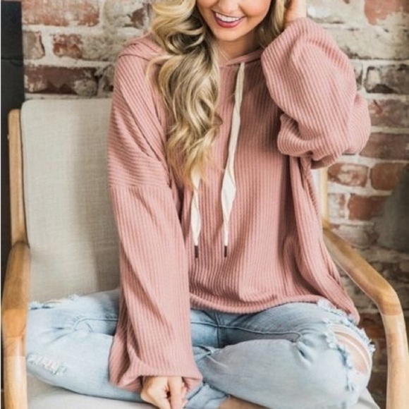 Pink Waffle Knit Pullover Sweater Top - Picture 3 of 6